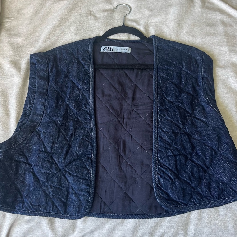 Zara Dark Blue Quilted Vest